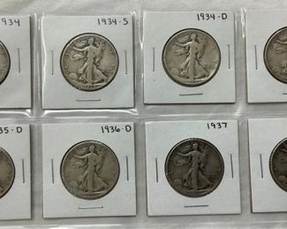 8 1930'S WALKING LIBERTY HALVES