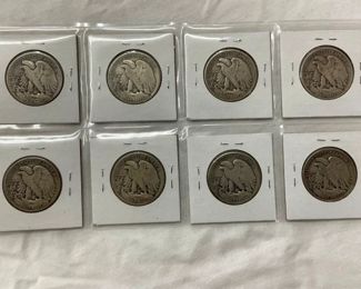 8 1930'S WALKING LIBERTY HALVES