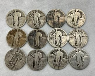 12 STANDING LIBERTY QUARTERS W/DATES