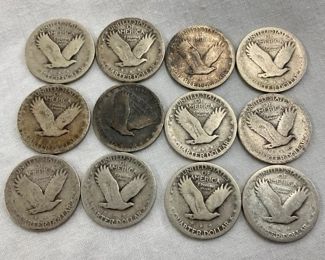 12 STANDING LIBERTY QUARTERS W/DATES