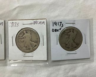 4 KEY DATE 1917S WALKING LIB. HALVES