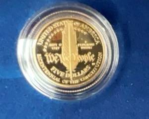 1987 GOLD $5 CONSTITUTION COIN
