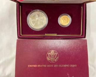 1988 UNC SILVER DOLLAR, GOLD $5 SET
