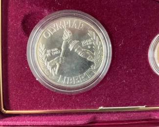 1988 UNC SILVER DOLLAR, GOLD $5 SET