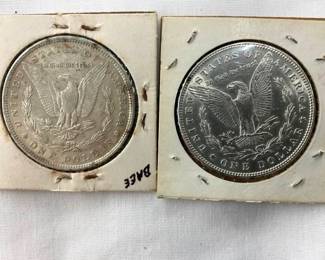 1887, 1879 MORGAN SILVER DOLLARS