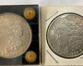 1882, 1902 MORGAN SILVER DOLLARS