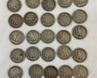 (25) SILVER WALKING LIB. HALVES