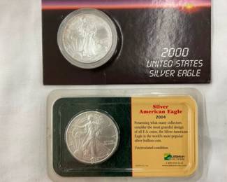 2000, 2004 US SILVER AMERICAN EAGLES