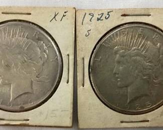1925S, 1926 XF PEACE SILVER DOLLARS