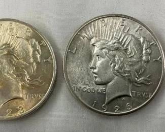 UNC 1923, 1926 PEACE SILVER DOLLARS