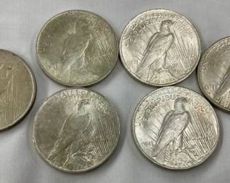 1922,1924,1925 PEACE SILVER DOLLARS