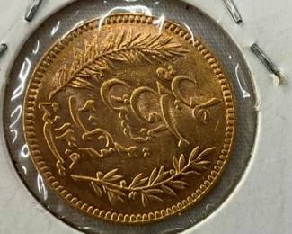 1892 .1867 OZ GOLD 20 FRANKS TUNISIA