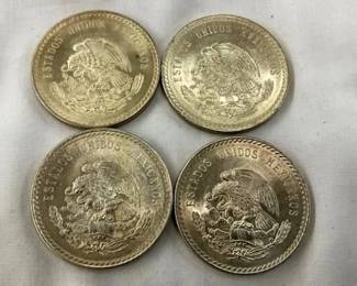 (4) 1 OZ SILVER MEXICAN ROUNDS