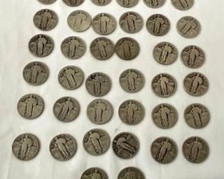 (38) STANDING LIB. SILVER QUARTERS