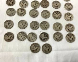 (38) STANDLING LIB. SILVER QUARTERS