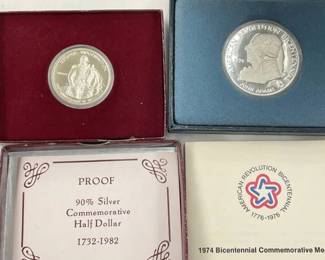 1974 1 OZ BICENTENNIAL MEDAL,1/2 DOLLAR