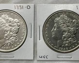 UNC 1896/1881-O MORGAN SILVER DOLLARS