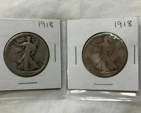 (4) 1918 WALKING LIBERTY HALVES