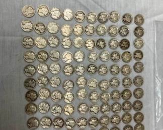 (100) SILVER MERCURY DIMES