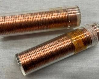 2 ROLLS=100 1964 UNC PENNIES