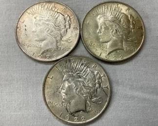 1923,1922 PEACE SILVER DOLLARS