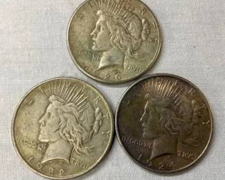1926,1922,1924 PEACE DOLLARS