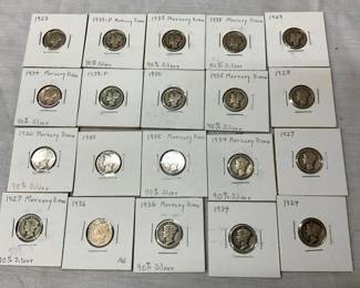 (20) 1920'S-30'S MERCURY SILVER DIMES