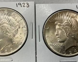 UNC 1923/UNC 1924 PEACE SILVER DOLLARS