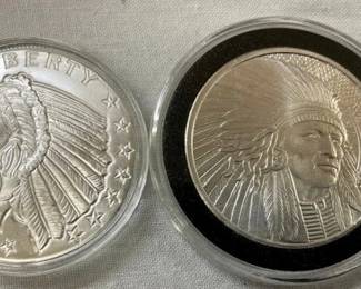 (2) 1OZ. .999 SILVER INDIAN HEAD ROUNDS