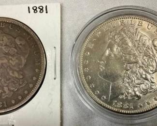 (2) 1881 MORGAN SILVER DOLLARS