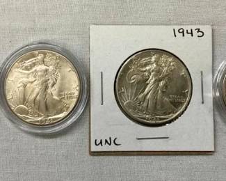 UNC 1943/1941/1945/1941 SILVER HALVES