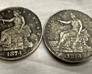 (2)1874 US TRADE DOLLARS-POSSIBLE COPIES