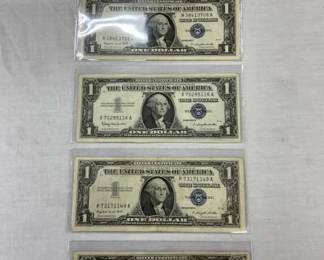 (5) 1957 $1 SILVER CERTIFICATES