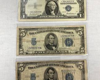 (2) 134 $5 SILVER CERT./1957 $1 STARNOTE