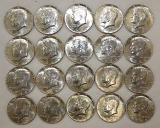 20 KENNEDY HALVES 40% SILVER