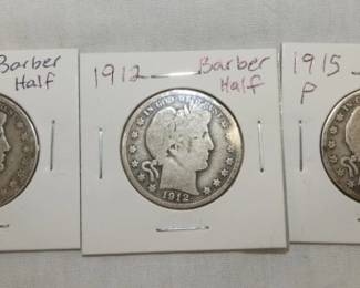 1908 S, 1912, 1915P BARBER HALVES