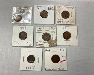 (8) INDIAN HEAD/FLYING EAGLE PENNIES