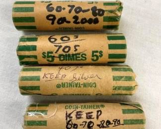 (4) ROLLS 60'S, 70'S, 80'S DIMES