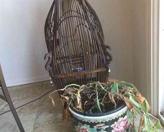 Bird Cage And Beautiful Pot