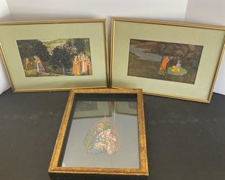 Framed Indian Leaf Painting And More 
