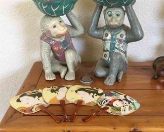 Monkey Figurines And Fans 
