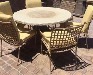 Sandstone Table And Six Chairs 