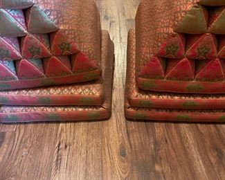 Two Three Fold Mats With Triangle Cushions And More
