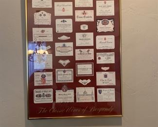 Framed Labels of The Classic Wines of Burgundy