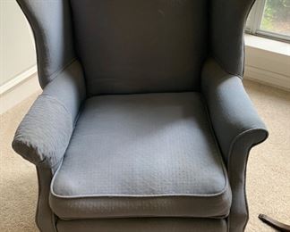 Vintage Wood and Upholstered Wingback Chair. (there are 2 of these)