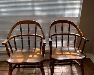 Vintage Wood Spindle Back Arm Chairs