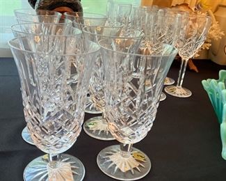 List of Waterford sets-All NEW w/original stickers:8 Waterford Araglin Clarets-$200.                                                 8 Waterford Araglin Iced Tea glasses -$240.                                    8 Waterford Araglin Traditions 10 oz Goblets-$220.            8 Waterford Araglin Champagne Flutes-$200.                       8 Waterford Lismore Cordials-$160.                                               8 Waterford Araglin Double Old Fashioned-$300.                 8 Waterford Araglin Iced Beverage glasses-$250.                  8 Waterford Araglin Wine Goblets-$250.                                     8 Waterford Araglin Brandy Glasses $200