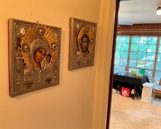 Pair Holoviak’s Hand Painted Russian Orthodox Icons $450 pr.
