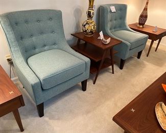 Pair of contemporary blue slipper chairs $300 pr