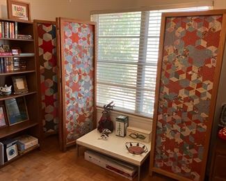 2 handmade 3 panel room dividers with quilted panels. 